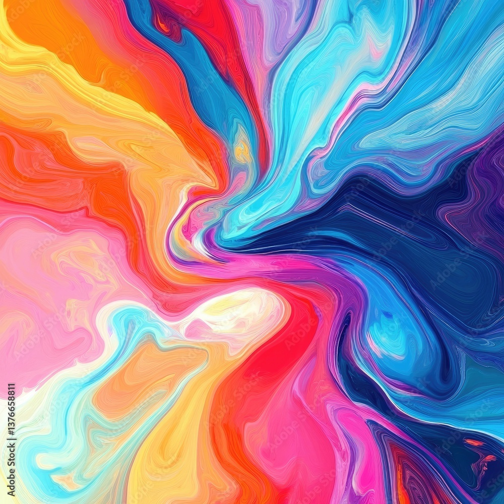 Vibrant swirling abstract painting in a riot of color. A dynamic display of fluid acrylics, creating a mesmerizing visual experience Vibrant swirling abstract painting in a riot of color. A dynamic display of fluid acrylics, creating a mesmerizing visual experience