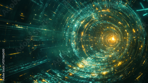 Wallpaper Mural Dig Data concept. Information flows in cyberspace. Blockchain technology. Global digital network of the future. Technological background 3d illustration Torontodigital.ca