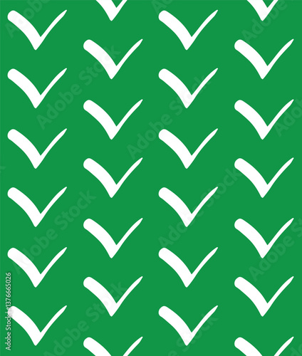 Vector seamless pattern of hand drawn sketch doodle mark check isolated on green background