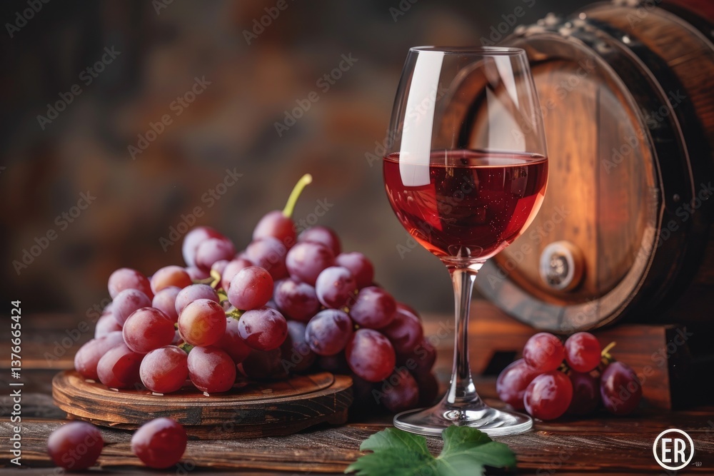 Fototapeta premium Red wine testing on vineyard