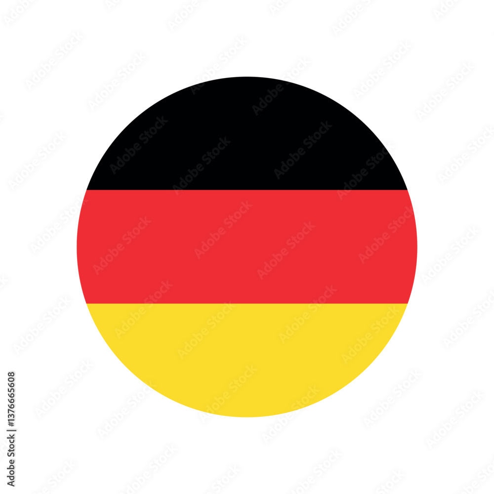 Naklejka premium Vector flat round Germany flag isolated on white background