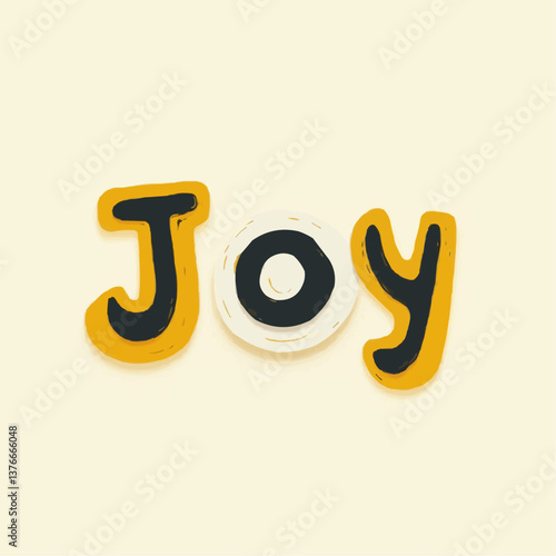 Handgezeichnetes Wort "Joy" in Gelb

