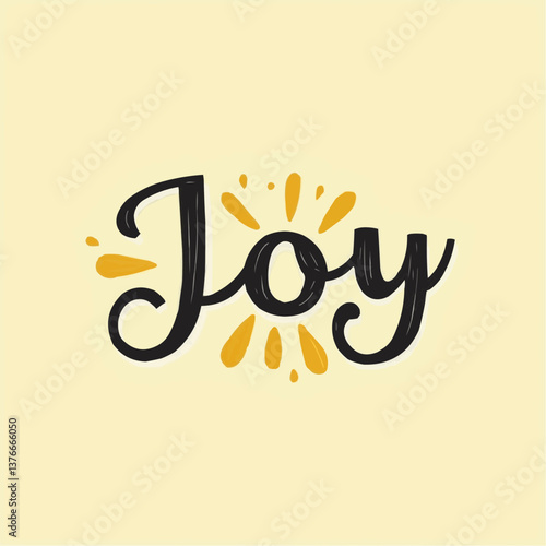 Handgezeichnetes Wort "Joy" in Gelb

