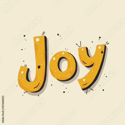 Handgezeichnetes Wort "Joy" in Gelb


