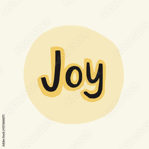 Handgezeichnetes Wort "Joy" in Gelb
