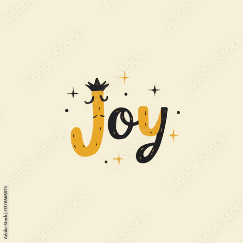 Handgezeichnetes Wort "Joy" in Gelb

