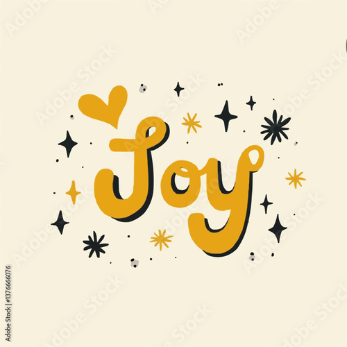 Handgezeichnetes Wort "Joy" in Gelb

