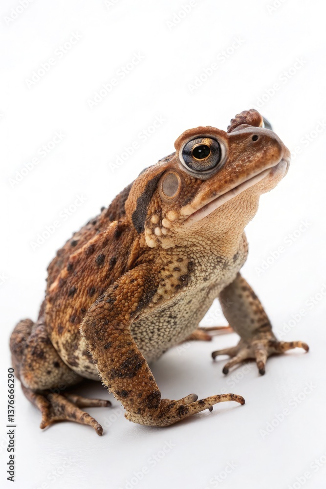 Brown Toad With Distinct Markings on a White Background Generative AI Brown Toad With Distinct Markings on a White Background Generative AI