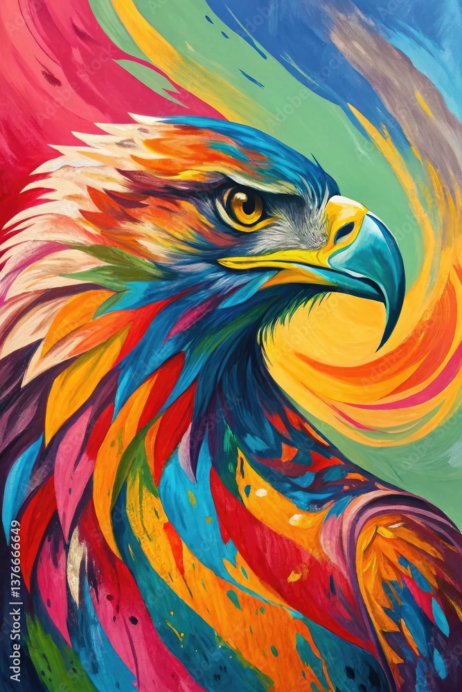 Fototapeta premium Vibrant Eagle Artwork Showcasing Colorful Feathers Generative AI