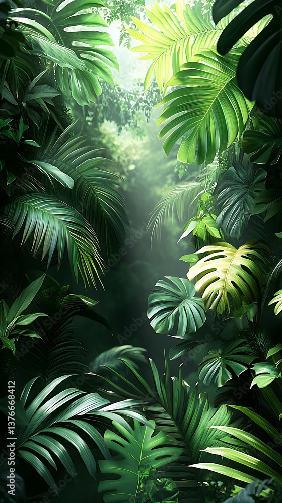 Lush Green Jungle Foliage Illuminated by Soft Light
Lush Green Jungle Foliage Illuminated by Soft Light