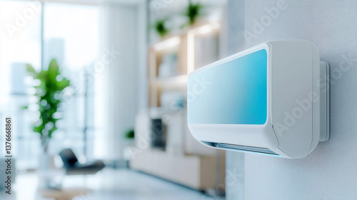 Innovative smart air conditioning system in modern living room interior