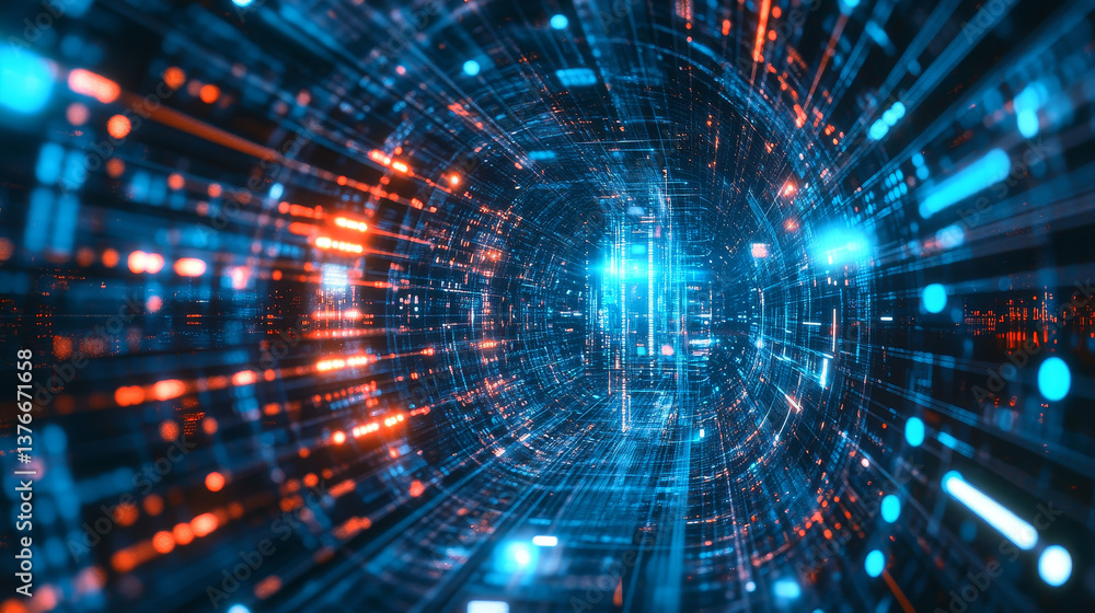 Data transfer rate and infobases. Futuristic city, orbital station, teleport, portal 3D illustration. Innovation in hi-tech industry. Bright, fresh digital background with binary code Data transfer rate and infobases. Futuristic city, orbital station, teleport, portal 3D illustration. Innovation in hi-tech industry. Bright, fresh digital background with binary code