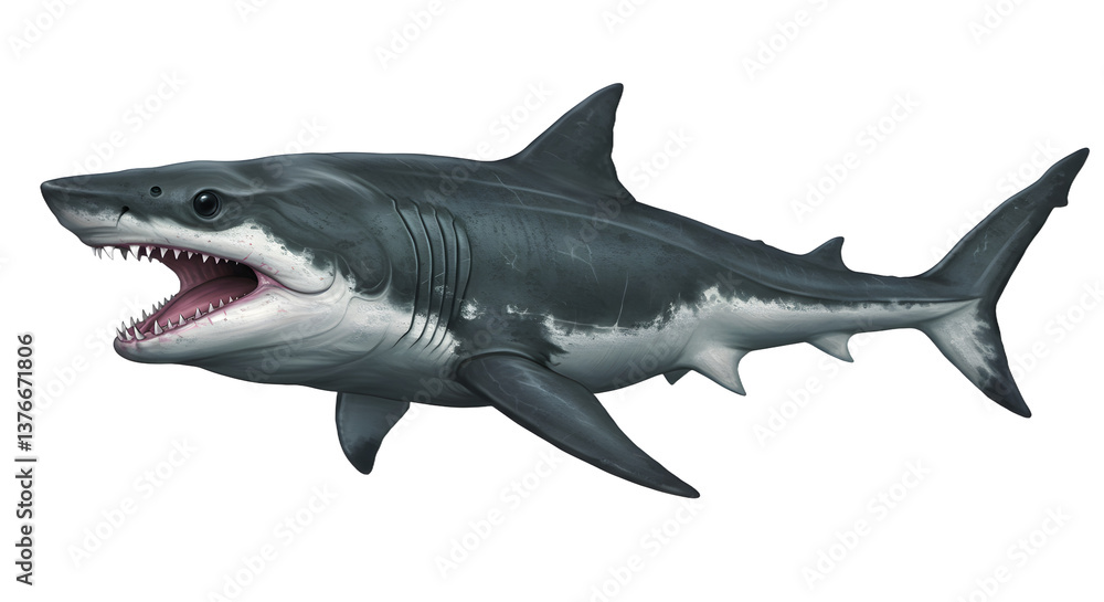 Depiction of a Great White Shark Swimming With Open Mouth Depiction of a Great White Shark Swimming With Open Mouth