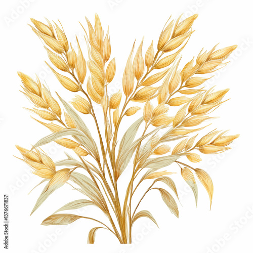 Owies kłos narysowany