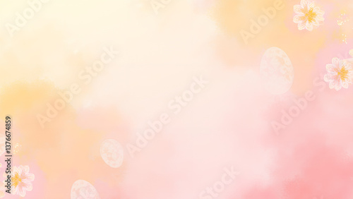 Ein sanfter, pastellfarbener Aquarellhintergrund mit zarten Ostereimustern und subtilem Goldfunkeln, der eine warme und elegante Atmosphäre schafft. KI Generated
