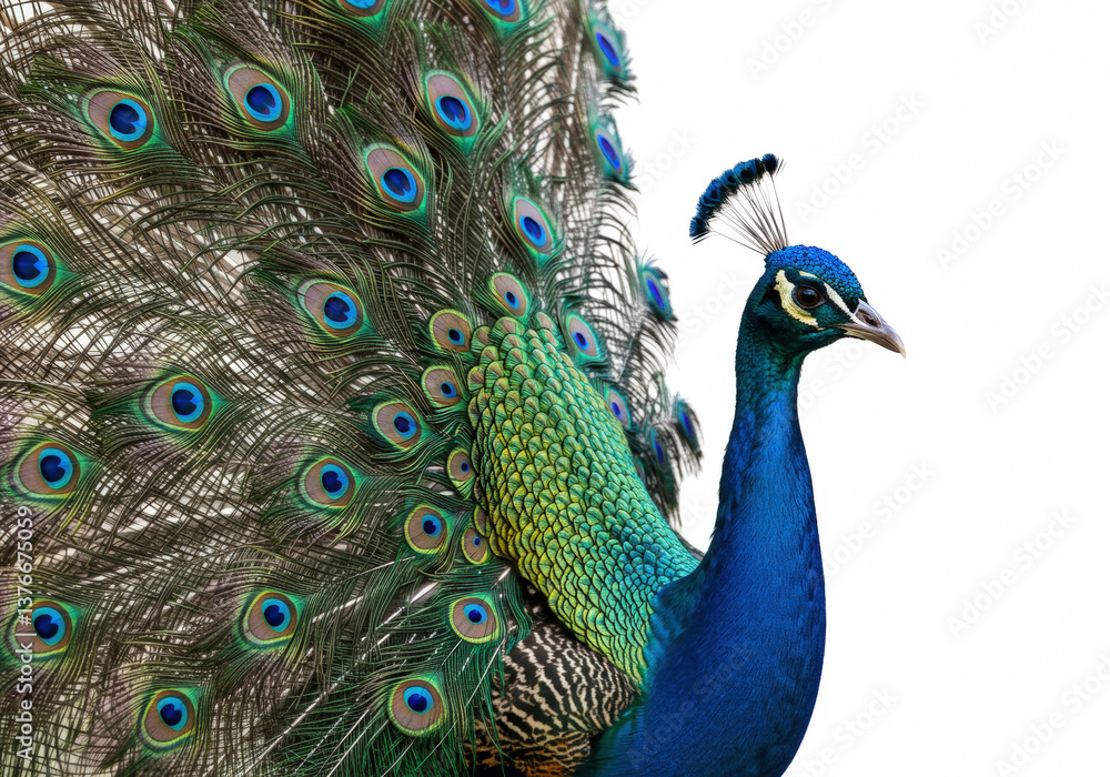 Fototapeta premium Peacock on a white background