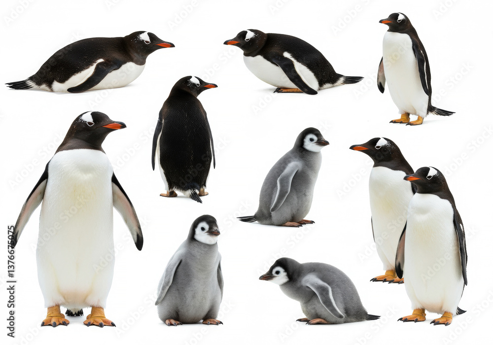 Fototapeta premium Penguins on a white background