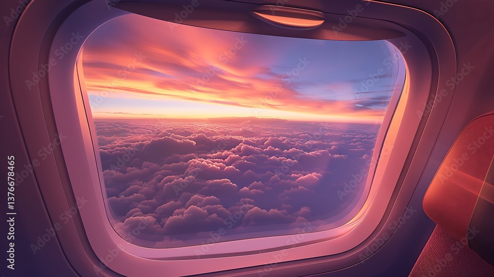 Window view of an airplane wing from a business class seat while in flight