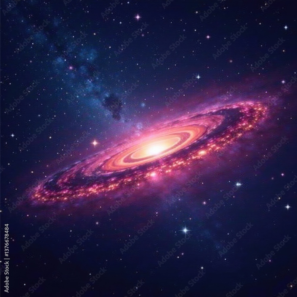 Naklejka premium Cosmic Night Sky with Glowing Stars and Nebulae, nebulae, cosmos