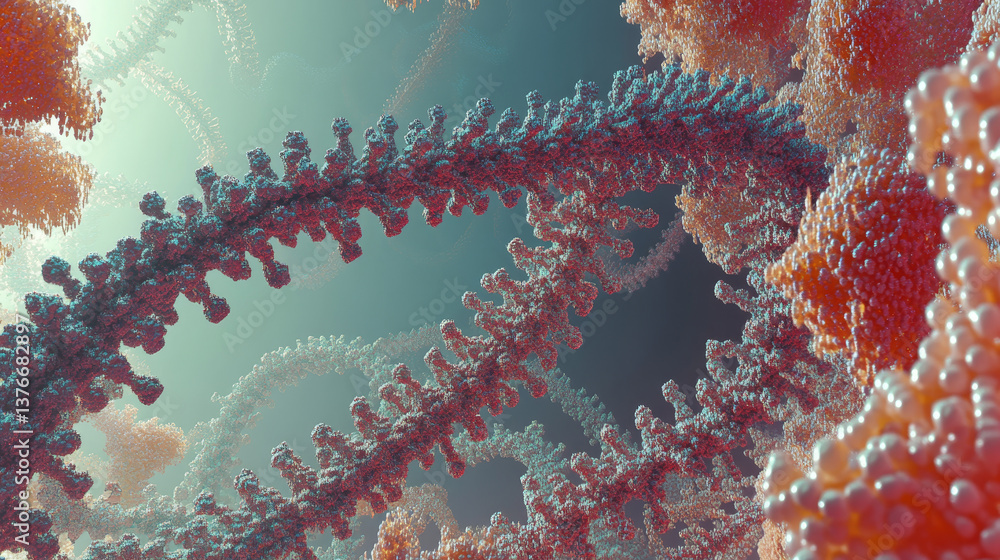 Molecule. Hi Tech technology in the field of genetic engineering. Scientific breakthrough in molecular synthesis. 3D illustration on a futuristic background Molecule. Hi Tech technology in the field of genetic engineering. Scientific breakthrough in molecular synthesis. 3D illustration on a futuristic background