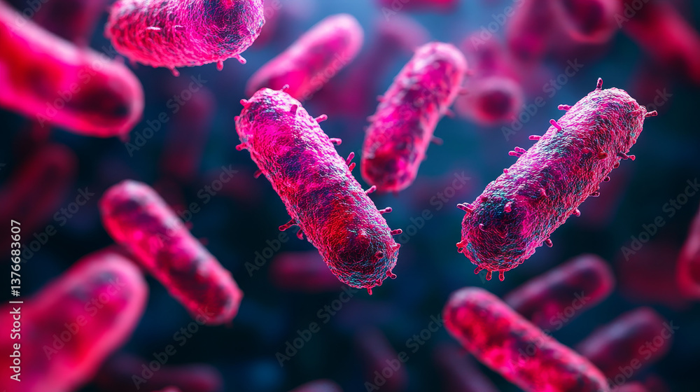 Viruses and germs 3d illustration. Danger of an epidemic. Infection of body, gene mutations, allergic reaction to irritant Viruses and germs 3d illustration. Danger of an epidemic. Infection of body, gene mutations, allergic reaction to irritant