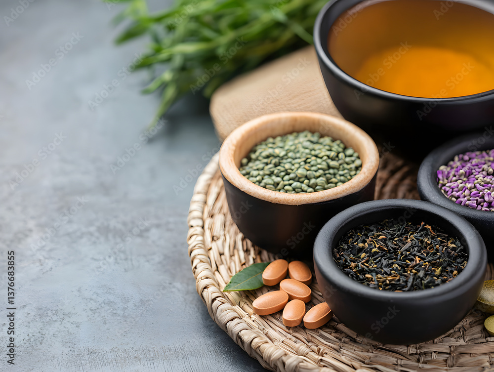 holistic health nutrition ritual Fresh herbs and various seeds arranged in bowls on a textured surface, showcasing a healthy culinary theme. holistic health nutrition ritual Fresh herbs and various seeds arranged in bowls on a textured surface, showcasing a healthy culinary theme.