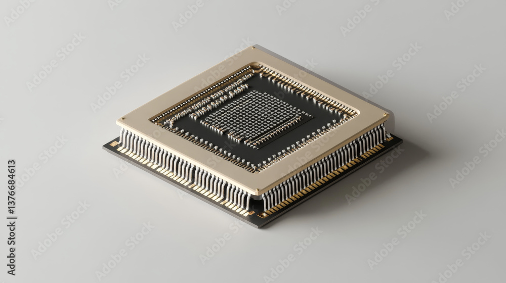 Artificial intelligence. Digital mind. Wireless network technology. 3D illustration of an innovative processor in the global cyberspace of the future