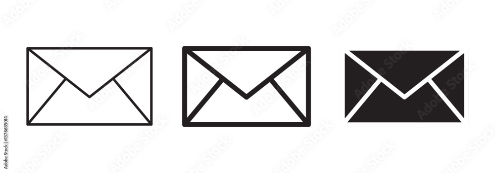 set of mail icon thin line style. envelope, message, email icon. vector illustration set of mail icon thin line style. envelope, message, email icon. vector illustration