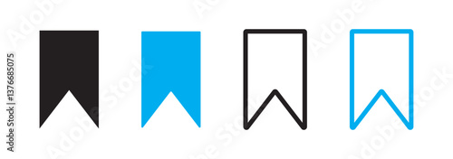 Bookmark icon set .Save and unsaved concept. study book favorite page mark symbol.
