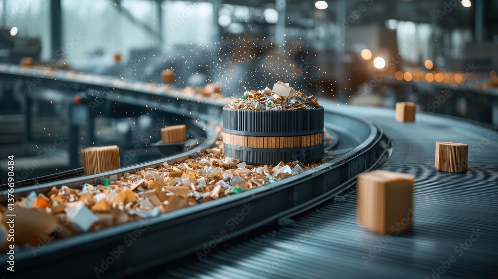 Recycling plant, waste sorting, automated conveyor belt Recycling plant, waste sorting, automated conveyor belt