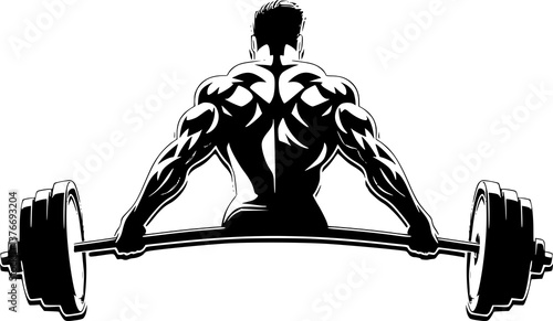 Powerlifter Lifting Barbell Behind Body – Gym Vector Art