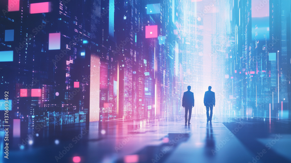 Obraz premium Data center, Big data analytics. Business technologies of our time. Massive data, digital funnel, information whirlpool. Orbit, trajectory, flow, information 3D illustration