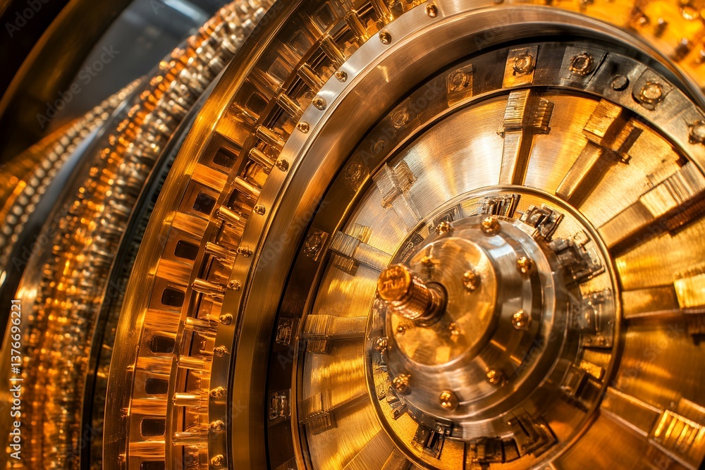 Obraz premium Intricate quantum computing processor with golden circuitry and high-tech design