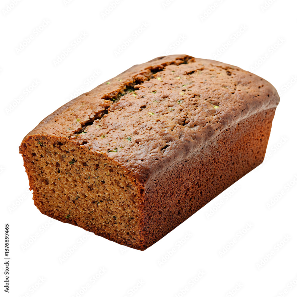 A Moist Zucchini Bread Loaf with Specks of Zucchini Isolated on Transparent Background A Moist Zucchini Bread Loaf with Specks of Zucchini Isolated on Transparent Background