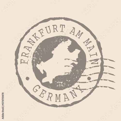 Stamp Postal of Frankfurt is city of Germany. Map Silhouette rubber Seal.  Design Retro Travel. Seal  Map of Frankfurt am Main grunge  for your design.  EPS10