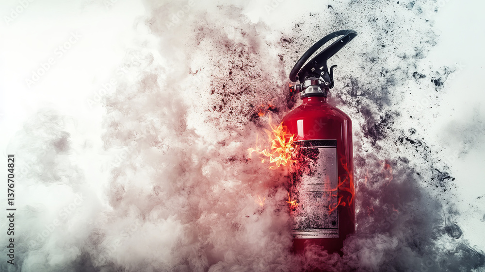 Fire extinguisher powder, carbon dioxide. Vector illustration on white background