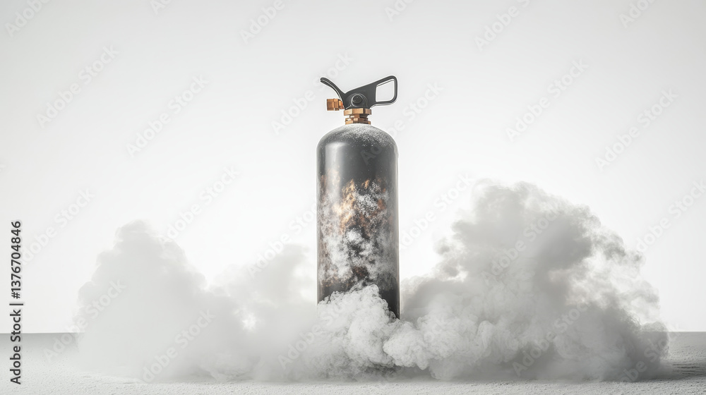 Fire extinguisher powder, carbon dioxide. Vector illustration on white background