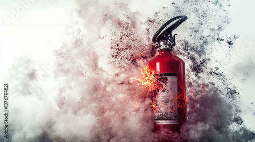 Obraz na płótnie Fire extinguisher powder, carbon dioxide. Vector illustration on white background w salonie