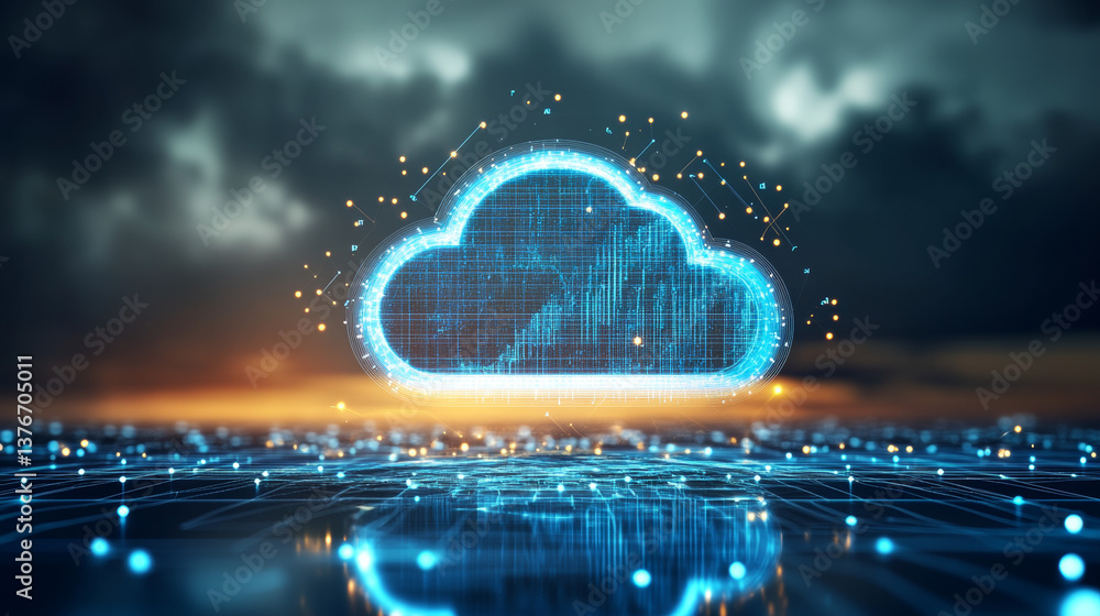 Big data, cryptography programming 3D illustration. Neural network, cloud technologies. Global database, artificial intelligence. Bright, black and white background with bokeh effect