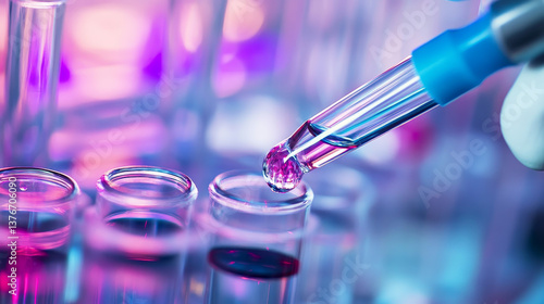 Wallpaper Mural Vaccine search and antibody research. Viruses and microorganisms under a microscope. Realistic 3D illustration Torontodigital.ca