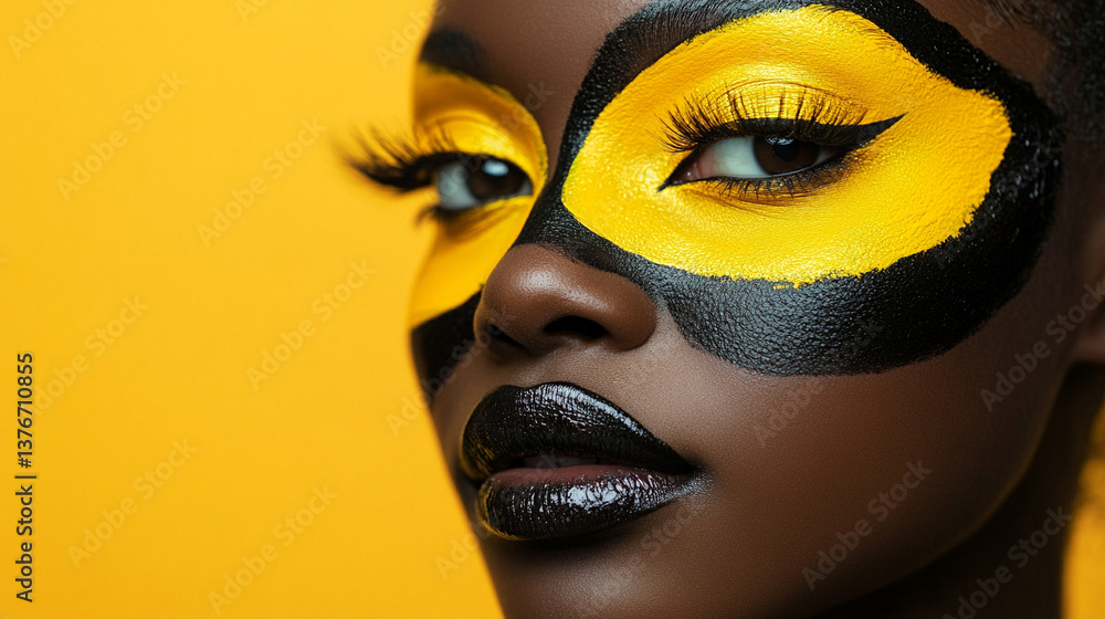 Vibrant face paint art with bold colors and design Vibrant face paint art with bold colors and design