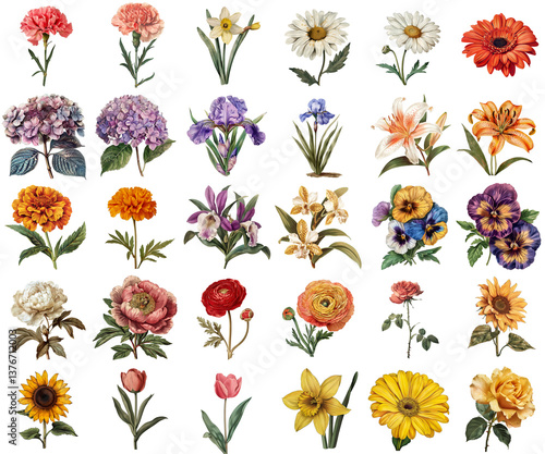 Wallpaper Mural Cut Out Flowers Stickers collection for scrapbooking collage and modern poster designs Torontodigital.ca