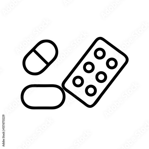Pills and tablets, icon, vector