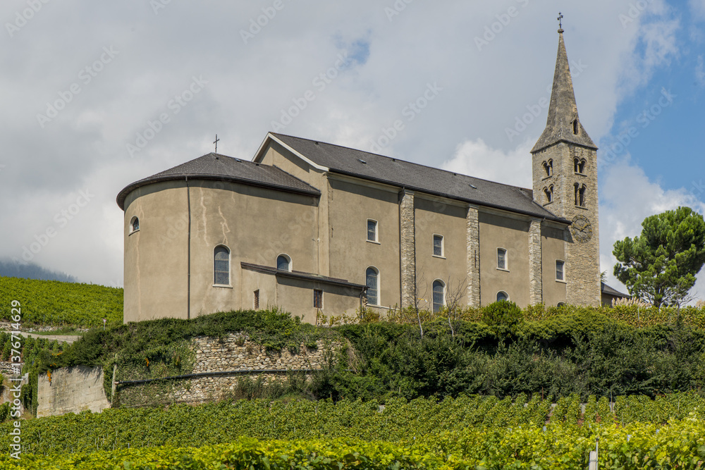 Rheintal, Weinbaugebiet, Conthey, Bourg, Wallis, Schweiz