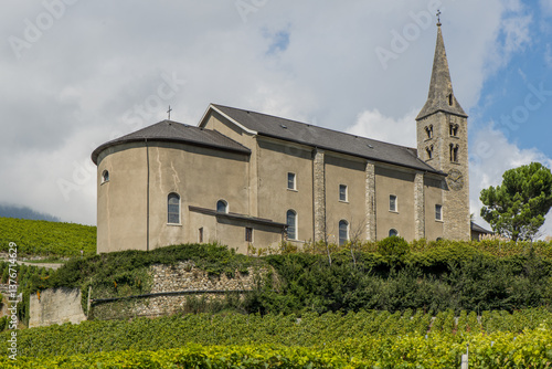 Obraz na płótnie Rheintal, Weinbaugebiet, Conthey, Bourg, Wallis, Schweiz w salonie