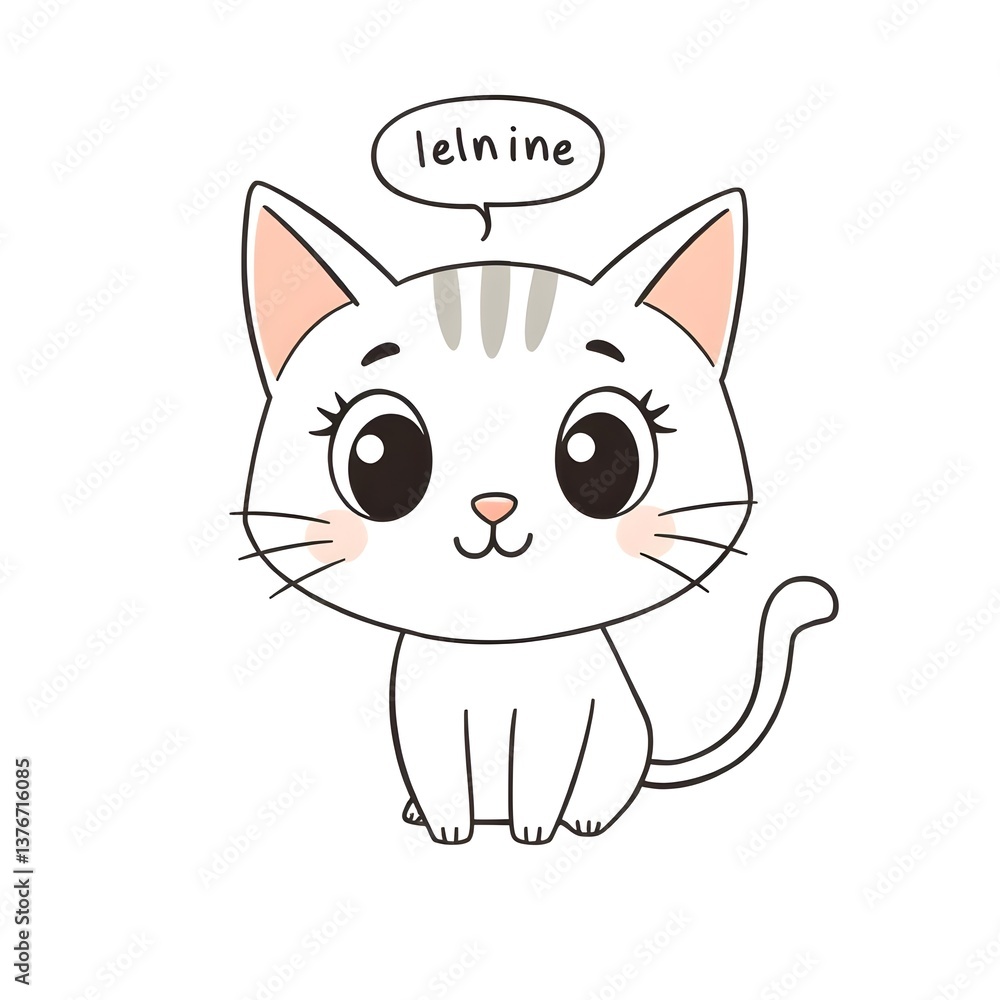 Obraz premium Cute Talking Cat Illustration