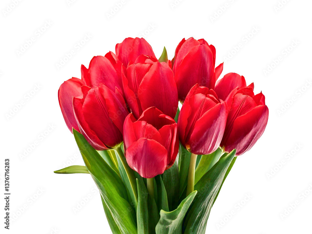 Fototapeta premium Red tulips isolated on white background.
