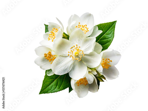 White jasmine flower isolated on white background.