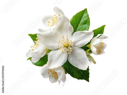 White jasmine flower isolated on white background.