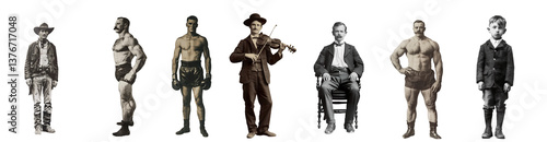 cut-out stickers from vintage photos of people for scrapbooking collage and modern poster designs